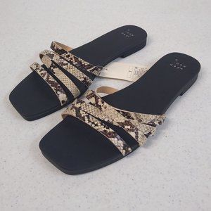 A New Day Sandals Snakeskin Size 7 Women Embossed Strappy Slide On Sandal NWT